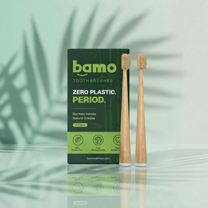 2 Pack Natural Bristle & Bamboo Toothbrush
