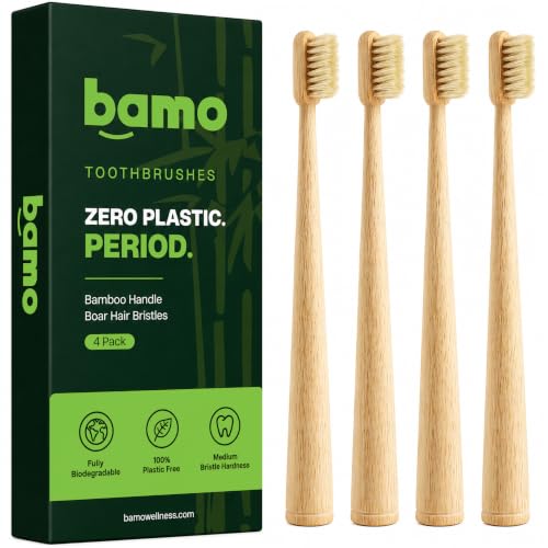 Bamboo Toothbrush (4-Pack) – Premium Natural Boar Bristles