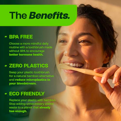 Bamboo Toothbrush (4-Pack) – Premium Natural Boar Bristles