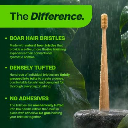 Bamboo Toothbrush (4-Pack) – Premium Natural Boar Bristles