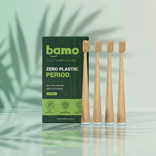4 Pack Natural Bristle & Bamboo Toothbrushes