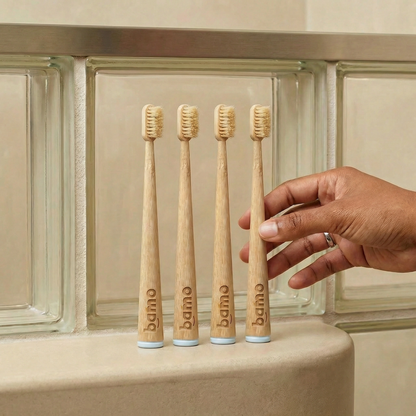 4 Pack Natural Bristle & Bamboo Toothbrushes