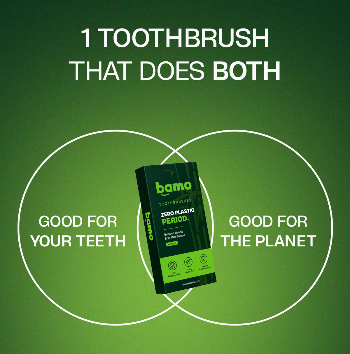 4 Pack Natural Bristle & Bamboo Toothbrushes